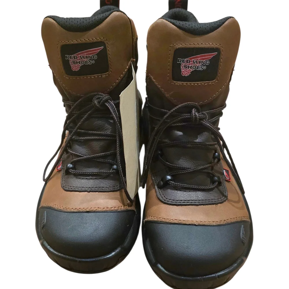 NWOB Red Wing Style 2436 Waterproof Brown and Black Work Boots With Aluminum Toe